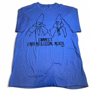 Mens blue SNL comedy Cone-Head skit shirt